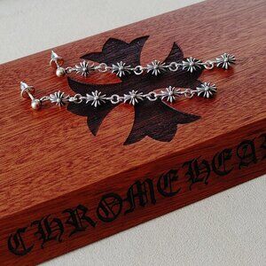 Chrome Hearts "Five-Section Cross" Stud Earrings Pair 925 Sterling Silver (New)